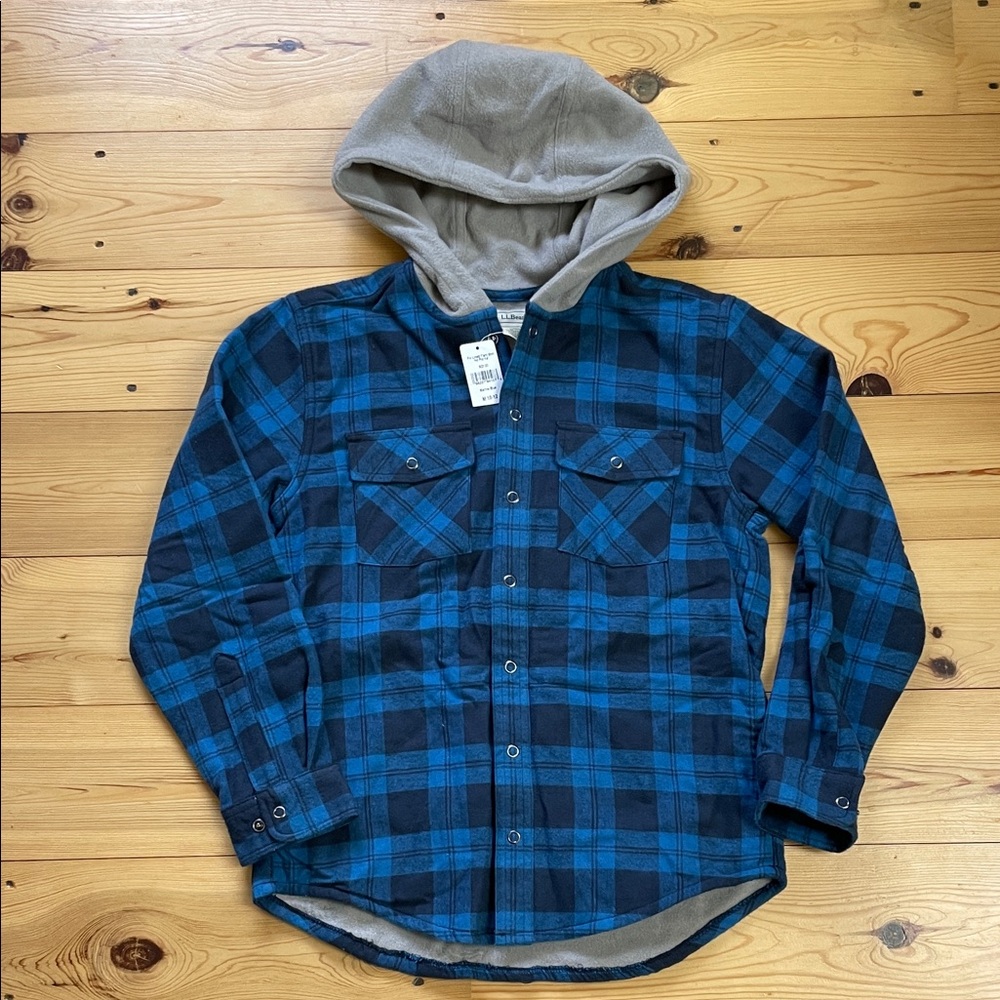LL Bean Youth Fleece Lined Flannel Shirt